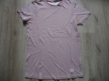 TEE SHIRT MC BLANC A MOTIFS BORDEAUX "BIZZBEE" - TAILLE XS - n°05
