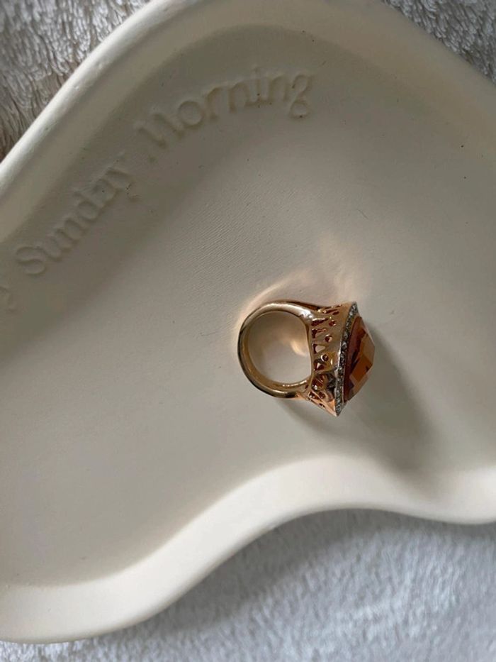 Bague pierre et strass en acier inoxydable. - photo numéro 2