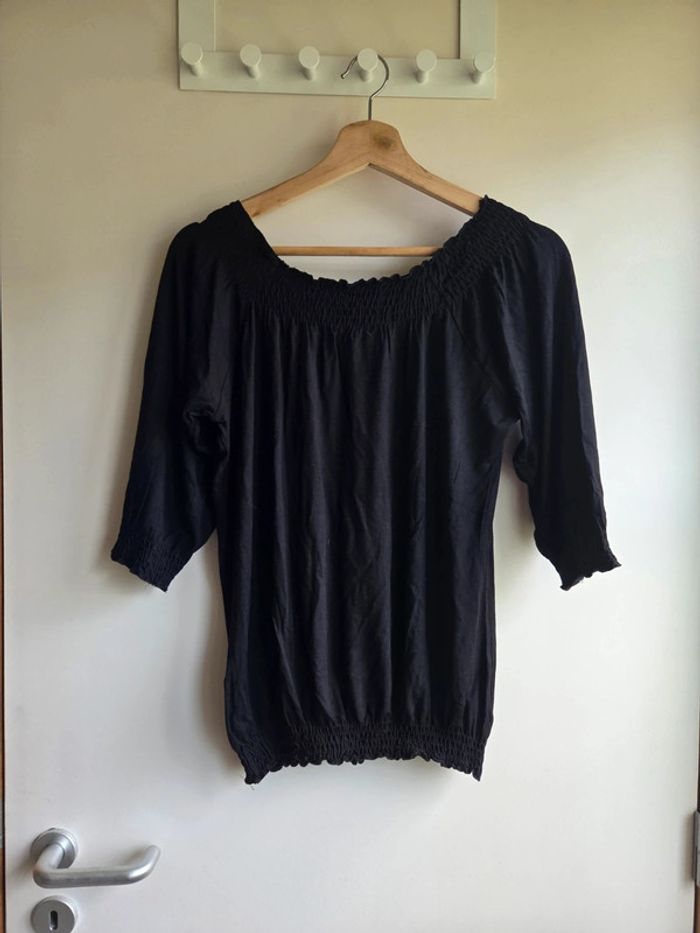 Blouse noire clockhouse à strass - taille L - photo numéro 5