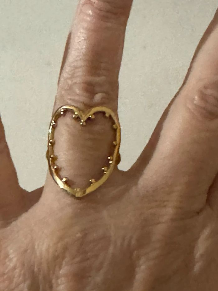 Bague cœur xl acier inoxydable or réglable