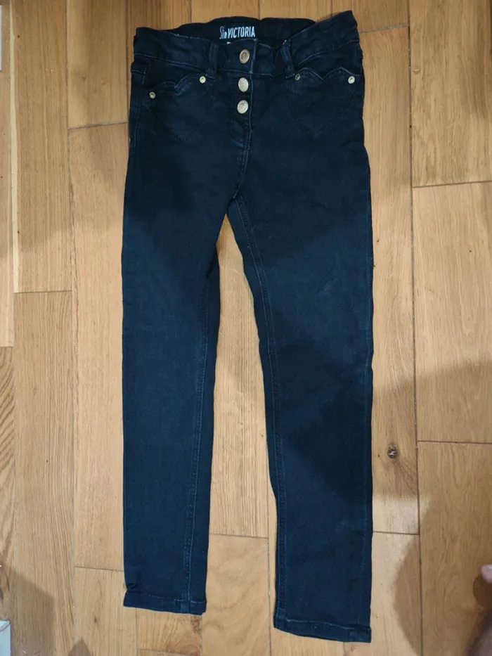 Jean slim noir fille TAO (Tape à l’Œil) 7 ans (122 cm) 👧 Boutons dorés, confortable