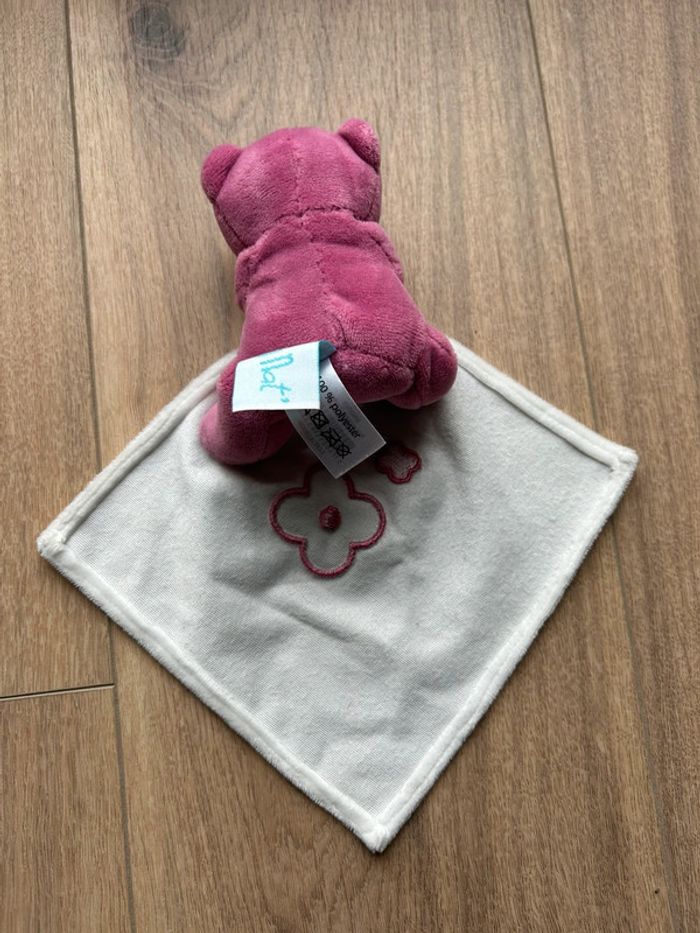 Doudou mouchoir ours rose baby nat - photo numéro 4