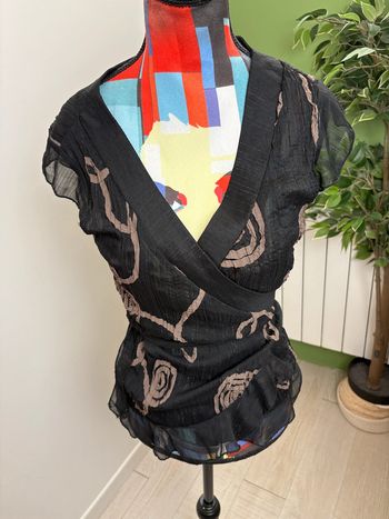 Blouse Sépia | Noir avec motifs | Taille 36