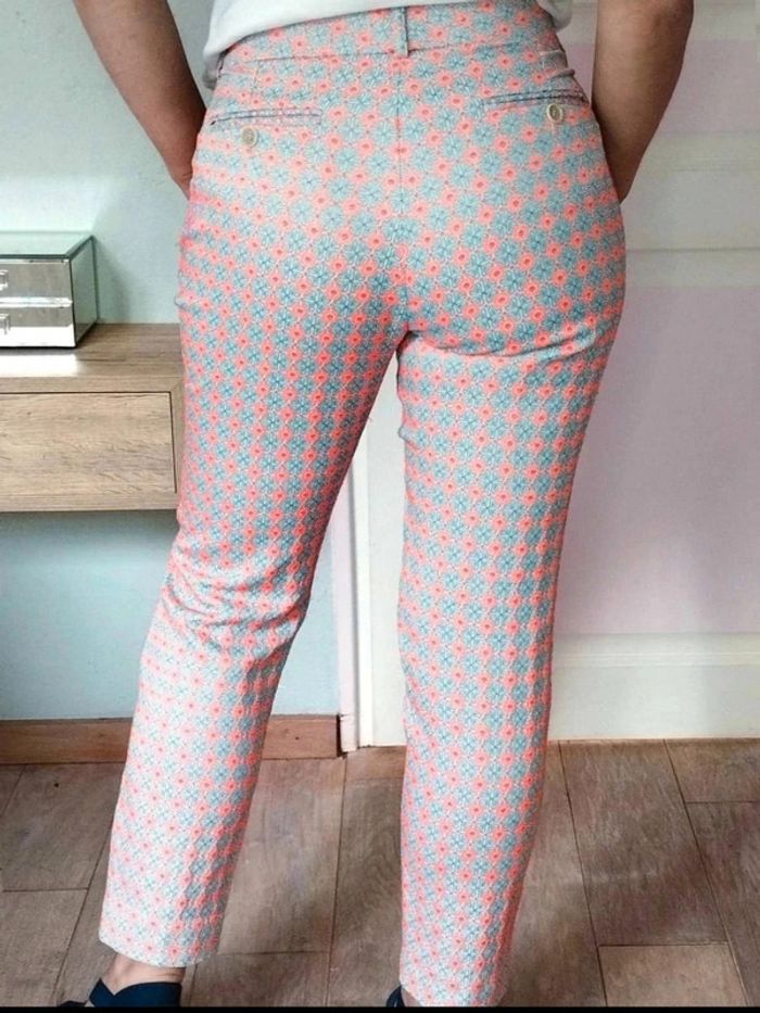 Pantalon Chino - Bleu Corail fluo  -  fleuri  - Paul&Joe  - T40  - Parfait  état - photo numéro 2
