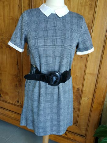 Robe courte manches courtes à carreaux