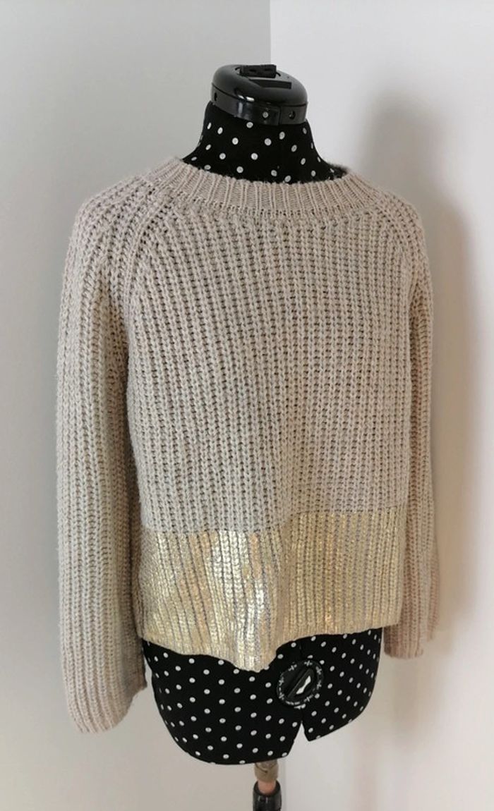 Pull mailles beige doré laine acrylique alpaga Taille S River Woods - photo numéro 4