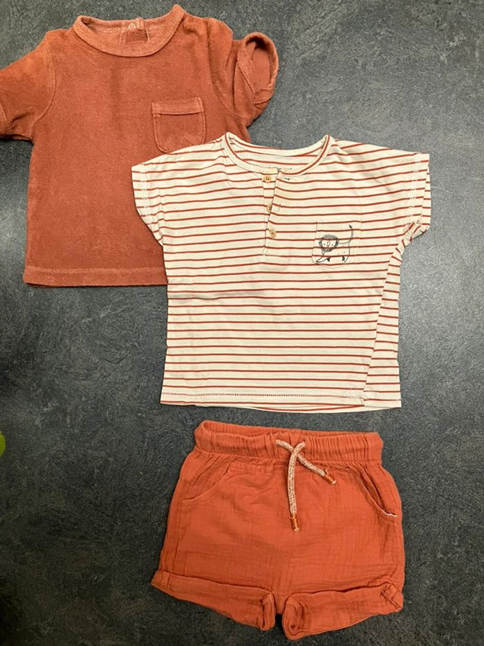 Ensemble 3 pièces été garçon 12mois gaze et éponge