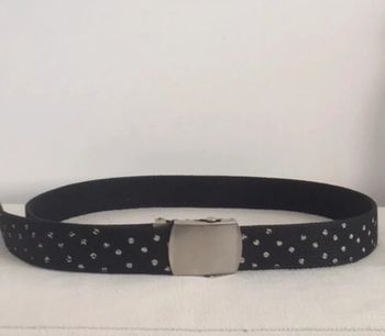 Ceinture sangle femme réversible noir et pois blancs