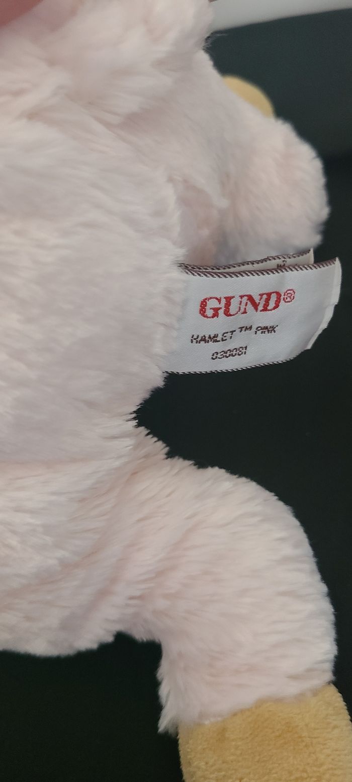Peluche cochon rose GUND Hamlet 33 cm, granulés - photo numéro 2