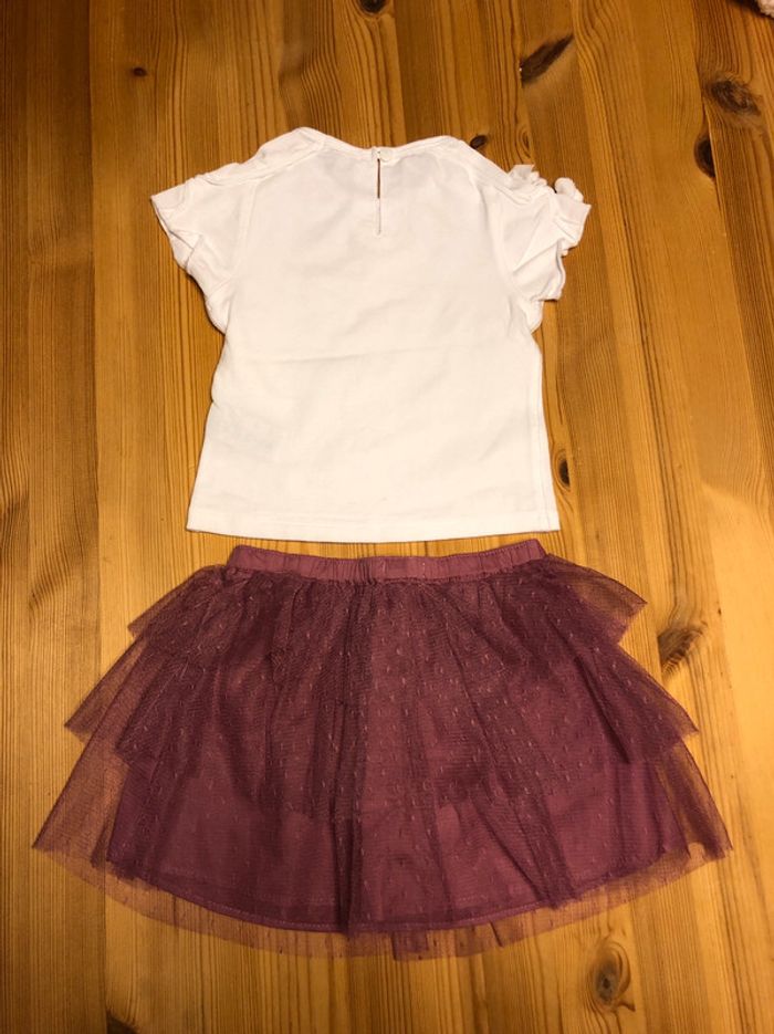 Ensemble jupe voile bordeaux tee shirt 18m - photo numéro 2