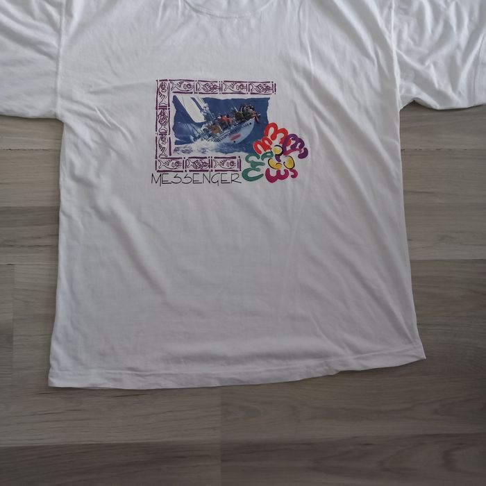 T-shirt homme blanc imprimé vintage taille L - photo numéro 5