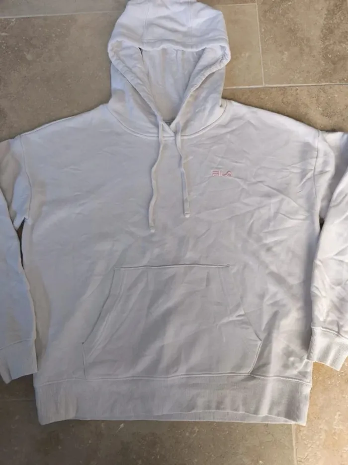 Sweat capuche unisexe L Fila rose avec logo brodé rose excellent état - photo numéro 3