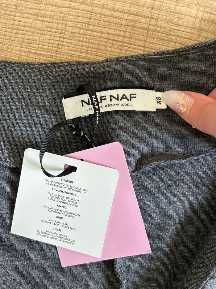 Robe grise et noire neuve à manches courtes Naf Naf taille XS - photo numéro 9
