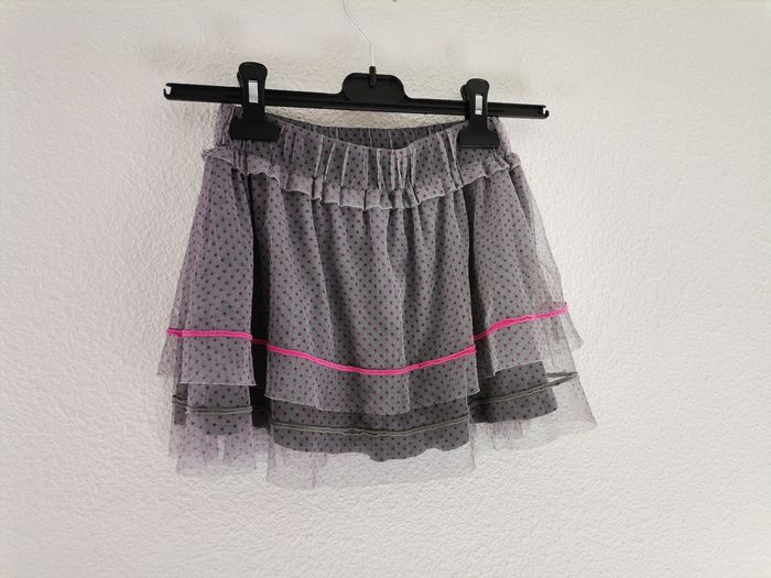 Jupe grise  à pois rose en tulle - photo numéro 4