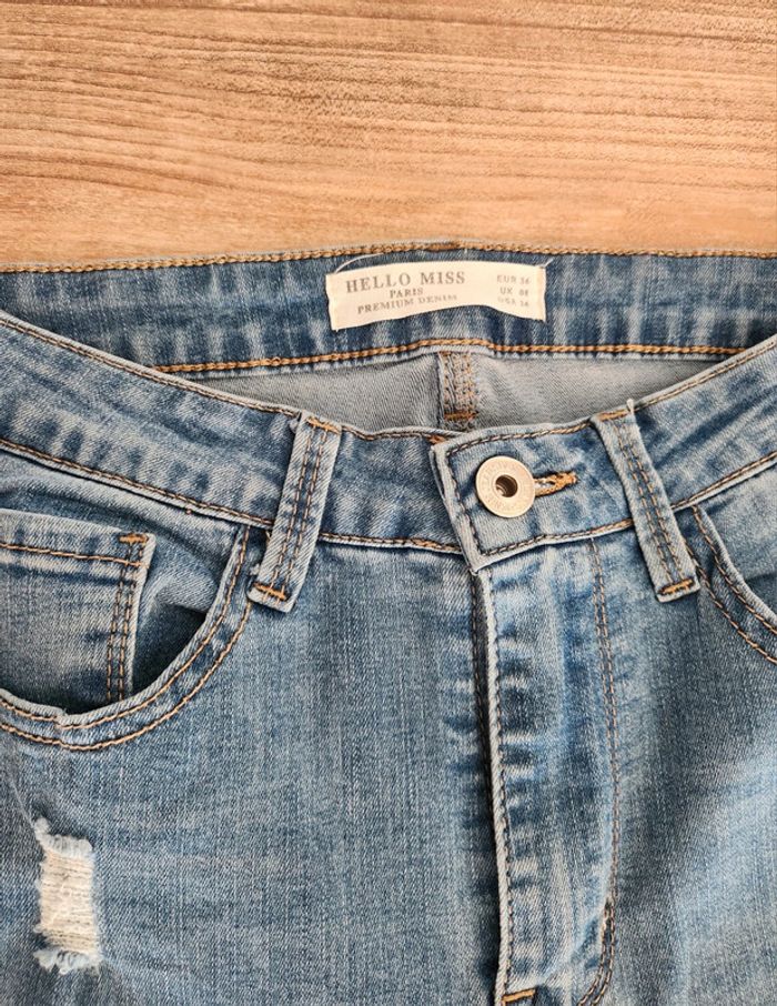 joli pantalon jean a trous slim skinny taille 36 Hello miss paris premium en excellent état - photo numéro 3