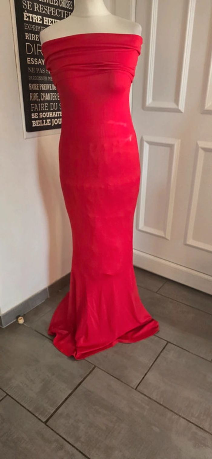 Robe longue cocktail, soirée sirène,  bandeau rouge taille M