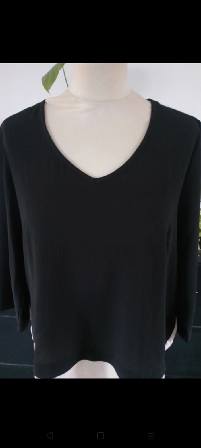 Blouse 3/4 noire/blanche Scottage - photo numéro 2