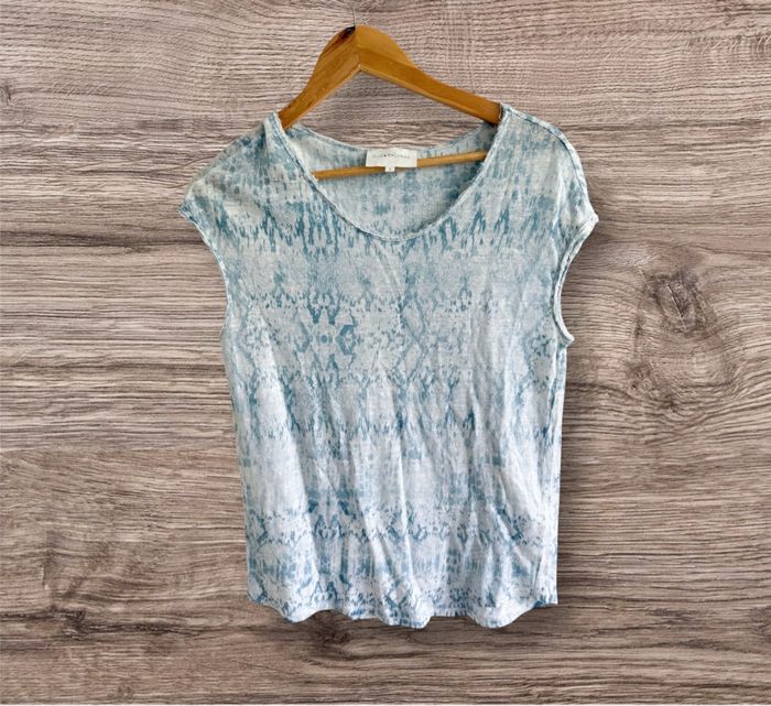T-shirt manches courtes bleu clair été léger sud express taille 36 S