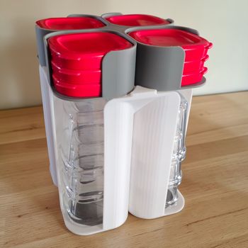 Rangement Blanc et Gris 12 pots & 12 couvercles Multidélices