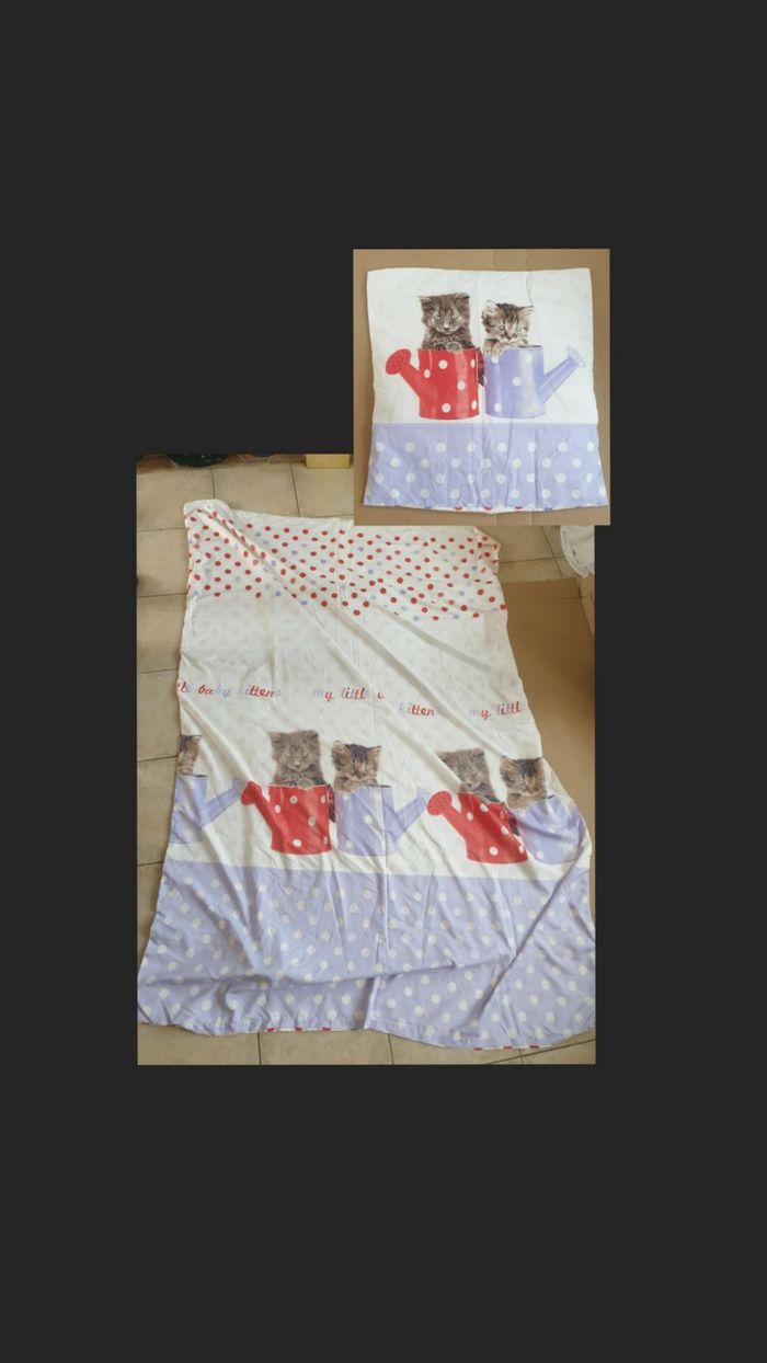 Housse de couette + taie d'oreiller chat - photo numéro 6
