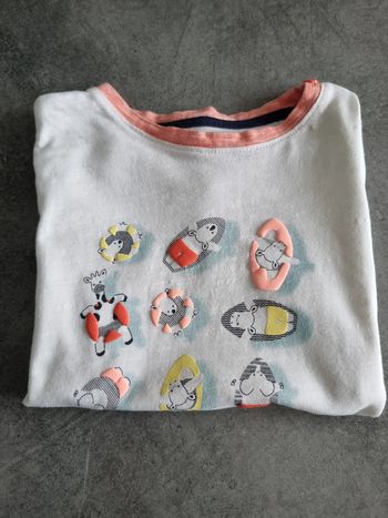 T-shirt à manches courtes bébé - 23mois (86cm) - Obaibi - Blanc et saumon