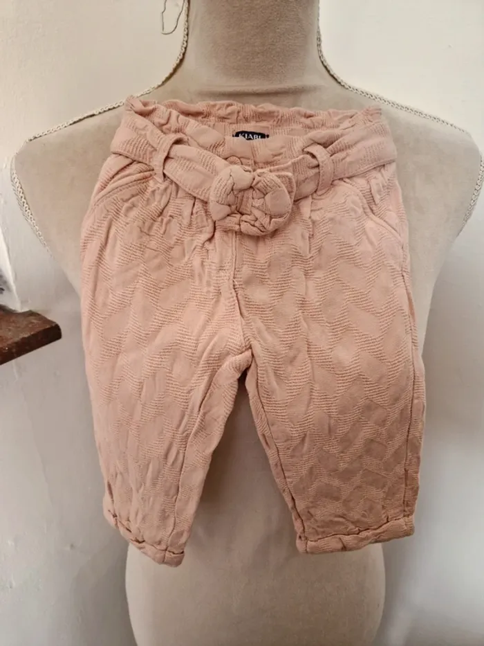Pantalon petit nœuds rose bébé fille kiabi 12 mois