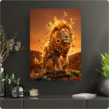 Affiche lion artistique "Lion de Feu" poster animal sauvage décoration murale A3 Sans cadre