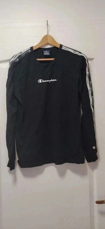 T-shirt ml Champion noir à bandes jacquard S