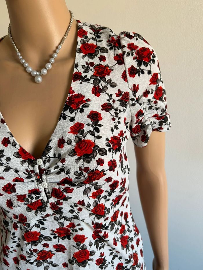 Blouse fleurie à manches courtes Mango taille XS comme neuve - photo numéro 6