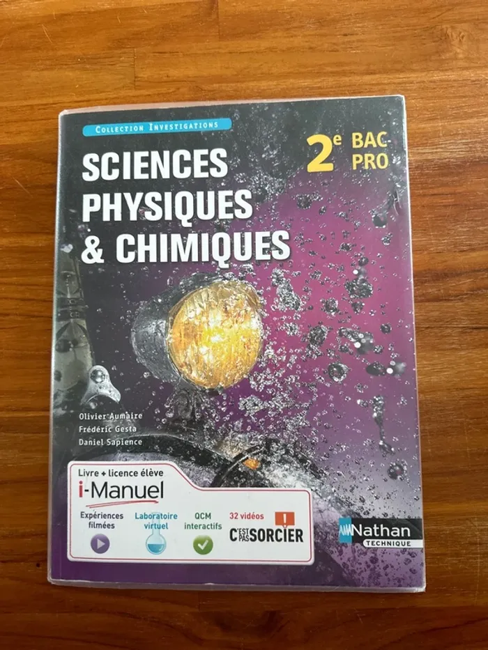 Livre science, physique et chimie, seconde bac pro