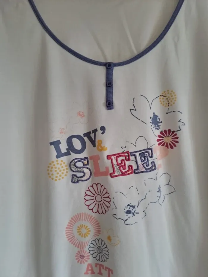 Haut pyjama femme blanc XL tbe tex woman 1 micro accroc recousu - photo numéro 2