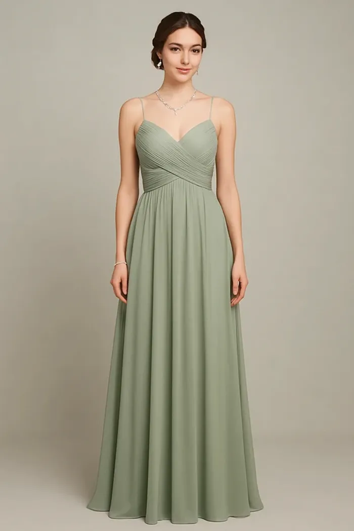Robe de demoiselle d’honneur vert sauge – Taille L (40) neuve bohème, champêtre, chic - photo numéro 3