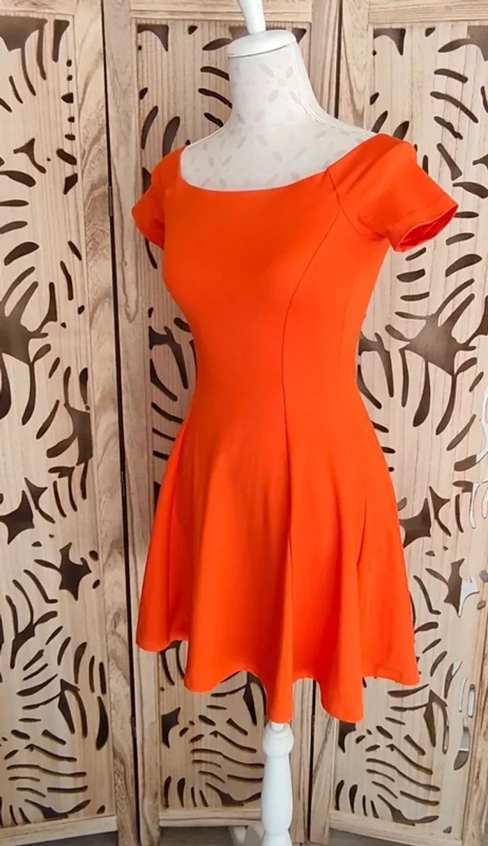 Robe épaules dénudées fluide orange T S Zara - photo numéro 3