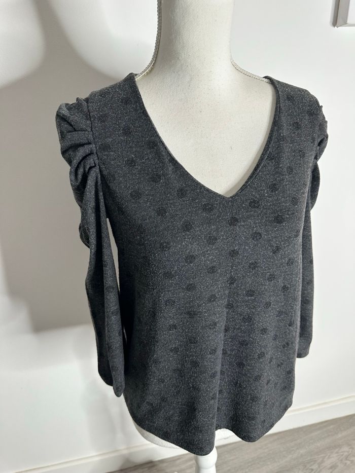 Pull à pois gris et noir polka dot T38 M - photo numéro 4