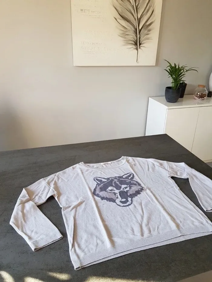 Pull gris loup Camaïeu M - photo numéro 3