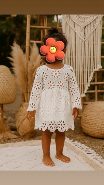 Magnifique robe bohème fillette en crochet&maille 4/5ans