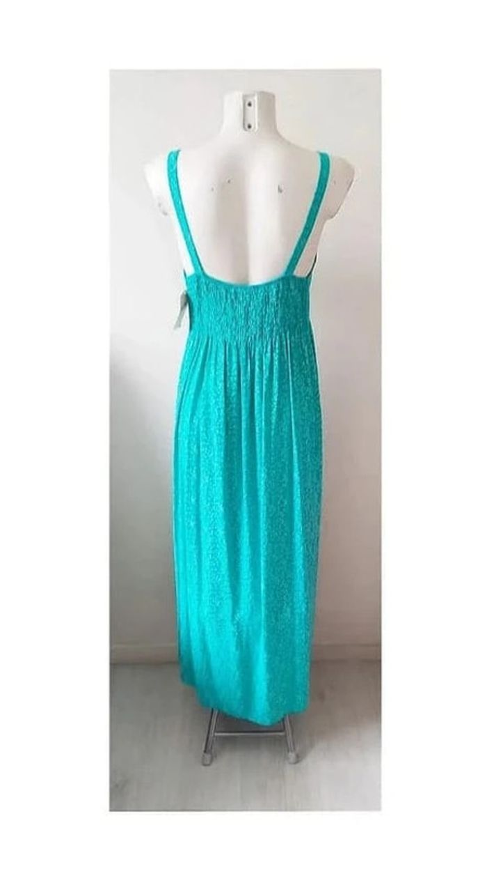 Robe été longue maxi petites fleurs en viscose vert, convient aussi maternité grossesse allaitement - photo numéro 5