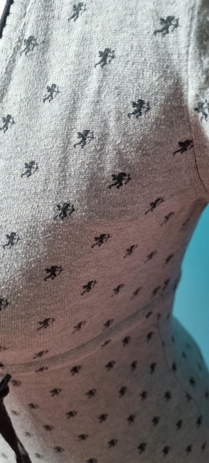 Pull gris motifs anges M EDC col en V - photo numéro 3