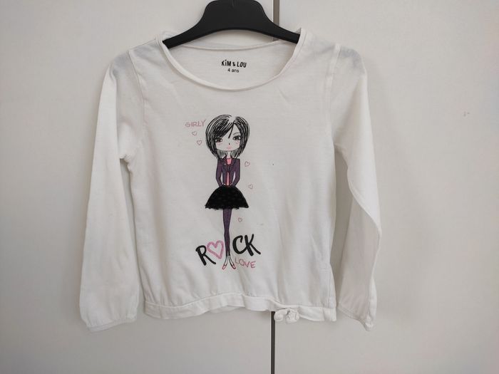 T-shirt blanc rock Kim & Lou 4 ans