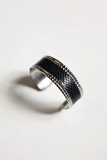 Bracelet manchette en acier inoxydable et cuir