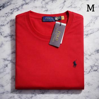 Tee Shirt Ralph Lauren pour Homme - Taille M - Rouge logo brodé noir - Neuf