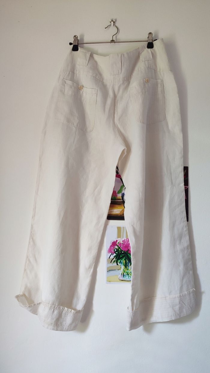 Pantacourt lin blanc terre et mer taille 40 - photo numéro 2