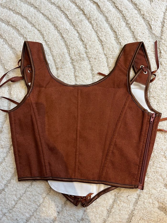 Corset médiéval marron orange - photo numéro 3