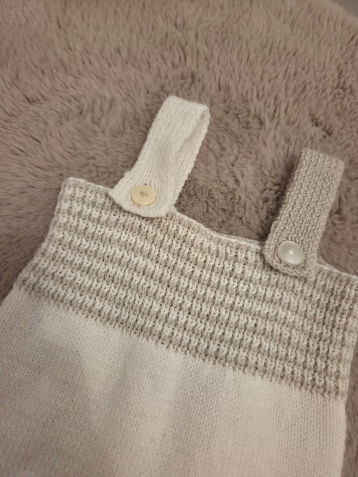Salopette bébé tricot fait main 3-6 mois 🤍 - photo numéro 2