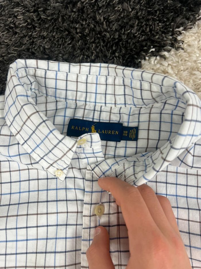 Chemise Ralph Lauren à carreaux blanc et bleu logo bleu taille XL style old money - photo numéro 8