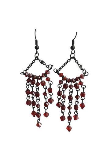 Boucles d'oreilles bordeaux perles vintage