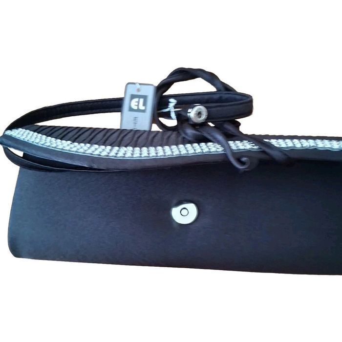 Pochette pour cérémonie en satiné noir et diamants - photo numéro 2