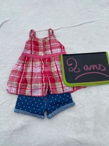 Bel ensemble short débardeur tunique teeshirt 2 ans