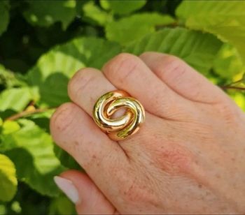 Grosse bague large entrelacée en plaqué or taille 50 cadeau femme