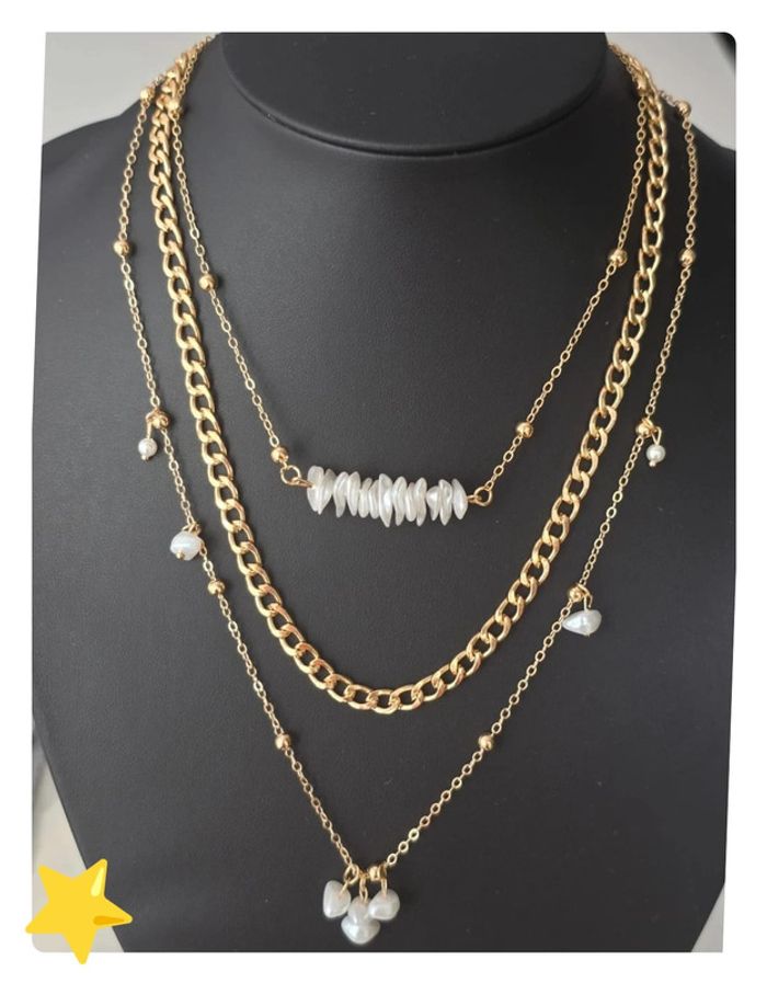 Ensemble 3 collier acier inoxydable dorée